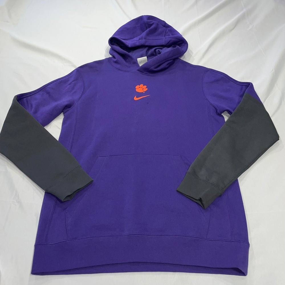 Nike Clemson Tigers Hoodie Womens XL Purple Grey On Field Apparel Pullover